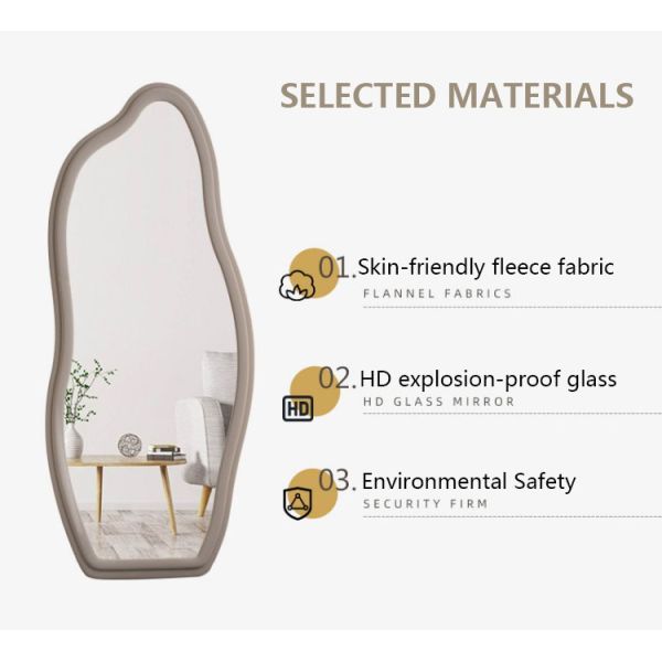 Makeup Flannelette Full Length Floor Mirror Curved Irregular Shape
