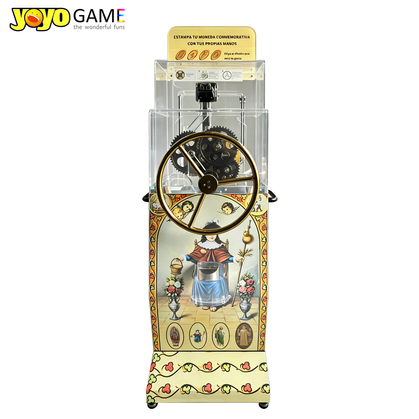 Mechanical No electricity peso coin Press Machine Manual Hand Wheel Operated Souvenir Coin Embossing Machine 0 Power Coin Equipment For Museum Tourist Spot Amusement Park Scenic Tour Gift Shop