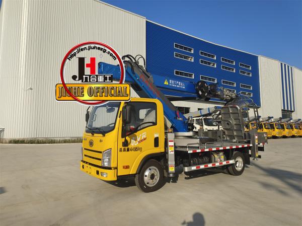 JIUHE 25m Hydraulic Platform Truck With Truck Mounted Hydraulic Aerial Work Platform With Bucket