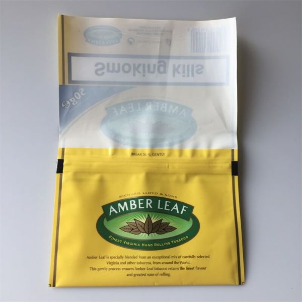 Plastic Rolling Tobacco Pouch Bag Baccy Bag With Zipper And Sticker