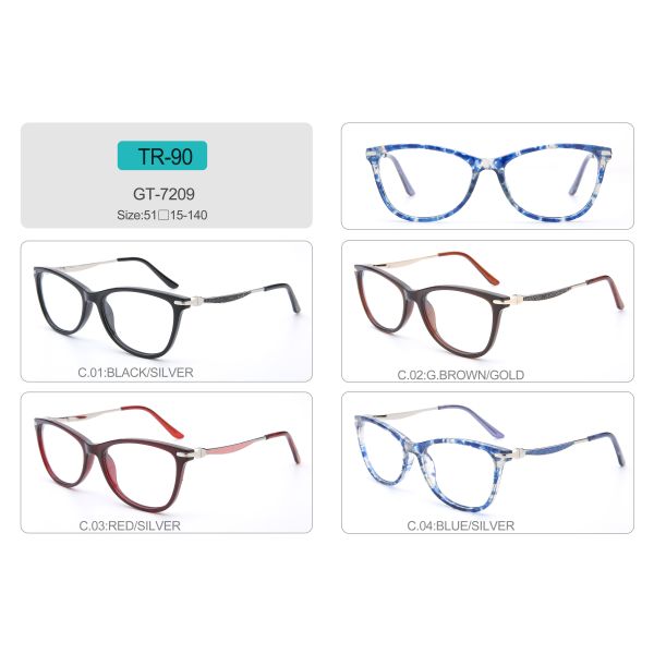 Cat Eye Eyeglasses TR90 Optical Frames Stainless Stain Steel Eyewear Unisex