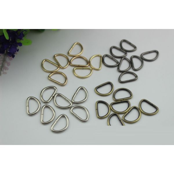 Supply handbag metal welded d ring,various colors wire iron metal d ring 13mm