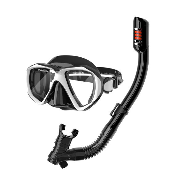 Masque et équipement de plongée en tube sec Noir Blanc
