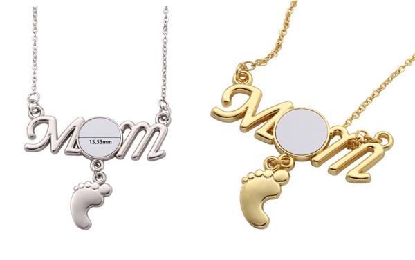 Collier Fête des Mères Maman Collier Sublimation Empreinte de Pied Collier Personnalisé Pour Maman Et Bébé