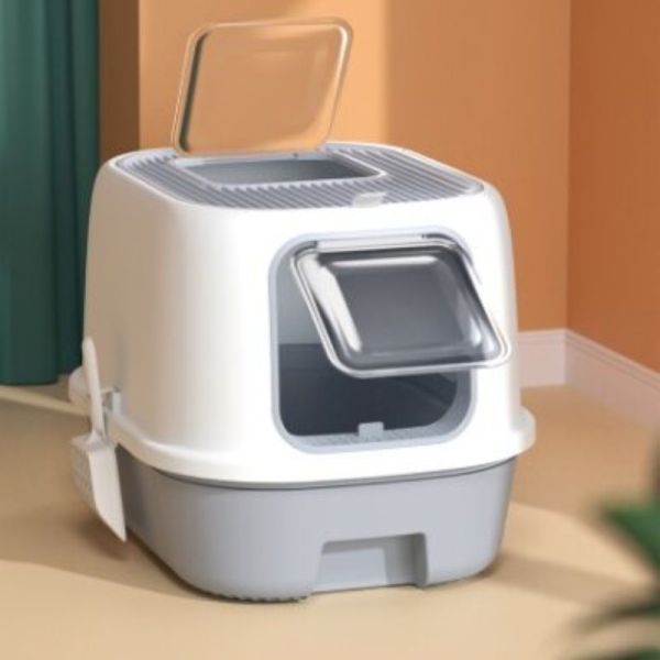 Compact Litter Tray Box Comfortable Enclosed Kitty Litter Box