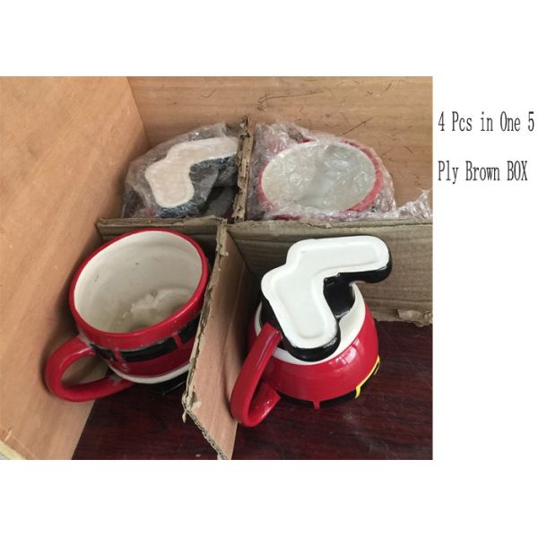 Hand Painted Santa Christmas Mugs , Santa Pants Mug Stoneware Dolomite