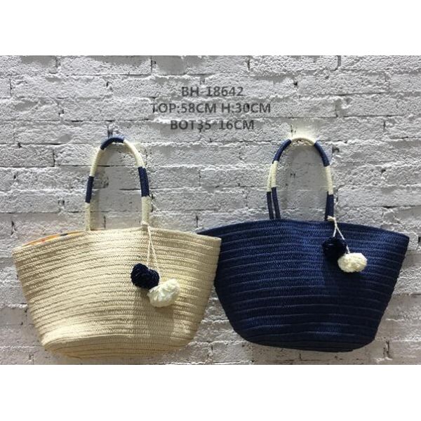Two Straps Woven Straw Beach Bucket Bag for Large Capacity Vacation Leisure