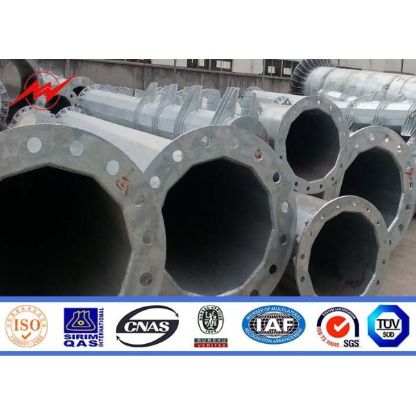 69KV Octagonal Galvanized Steel Transmission Poles Waterproof IP65 / IP54