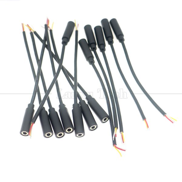 Revestido en oro 3.5mm TRS 3 Ploes Shield Jack de audio de mujer a cables desnudos de lata