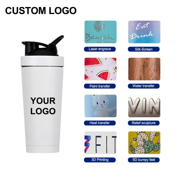 739ml / 500ml Capacity Custom Color Stainless Steel Protein Shaker Bottle for Gym
