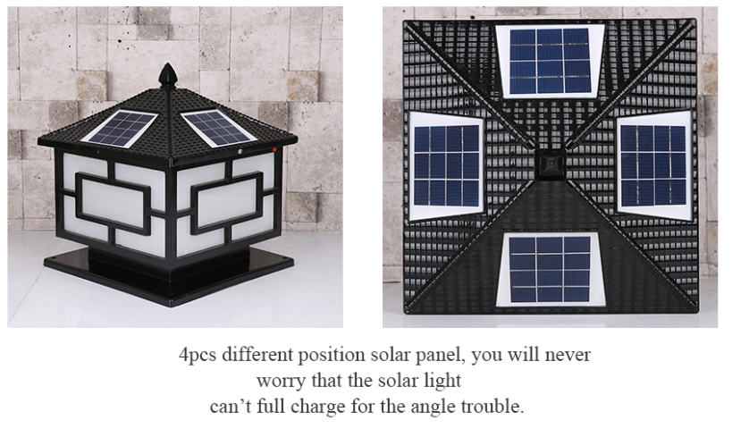 5W Outdoor Yard Light Fixtures Solar Pillar High Brightness Decorative Garden Lights