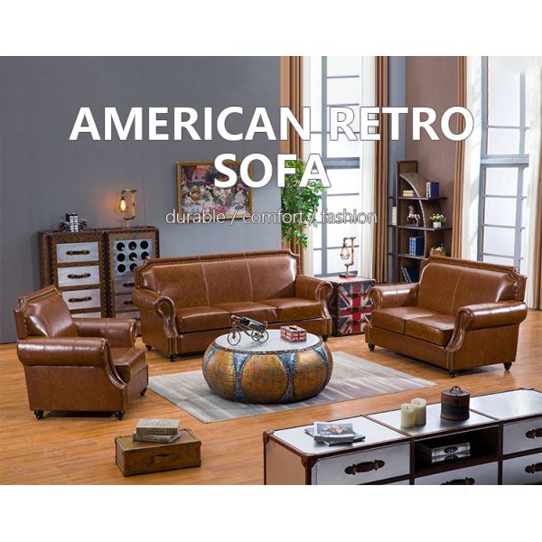 Nidea #8977 Luxury Genuine Leather Sofa Set with American Design Comfortable & Durable Sponge Filled Sofa for Home Hotel & Villa Use