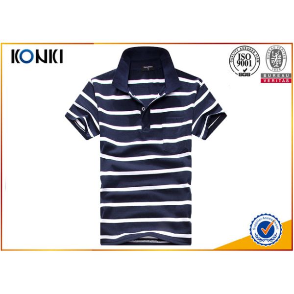Fashion Style Custom Polo Shirt Classic Mens 100% Cotton Yarn Dyed Stripe
