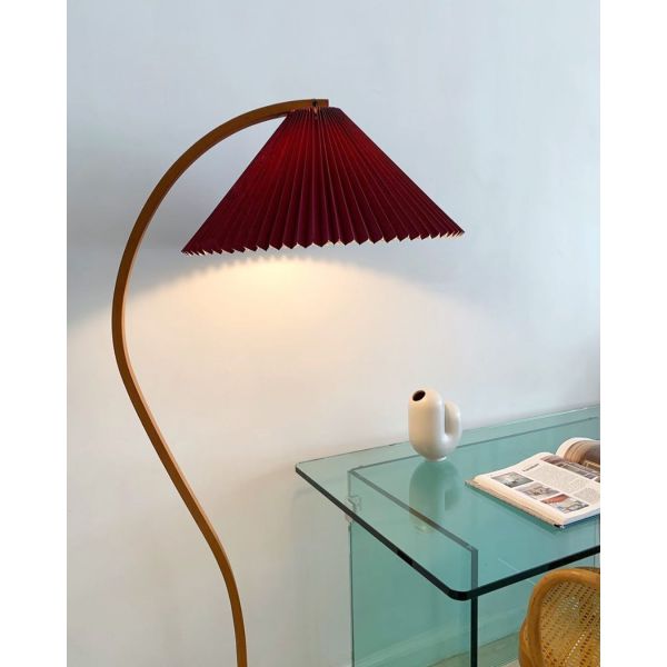 ins pleated retro wood floor lamp decoration vintage floor lamps living room bedroom bedside wooden floor light