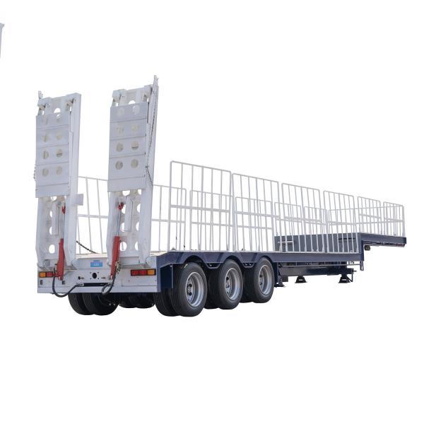60-120 Tons Heavy Duty Self-dumping Low Semi Trailer with 3 Axles and Gooseneck Design