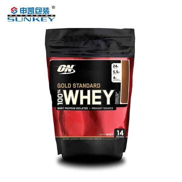 Whey Protein Coffee Tea Packaging Aluminum Foil Clear Stand Up Pouch With Zipper