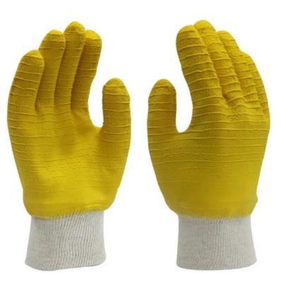 Gants en coton jaune, jersey ondulé, caoutchouc, plein latex, couvert de gants