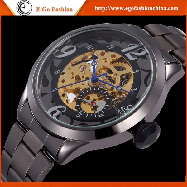 SH07 Golden Watch Leather Strap Stainless Steel Watch Original SHENHUA Mechanical Watch
