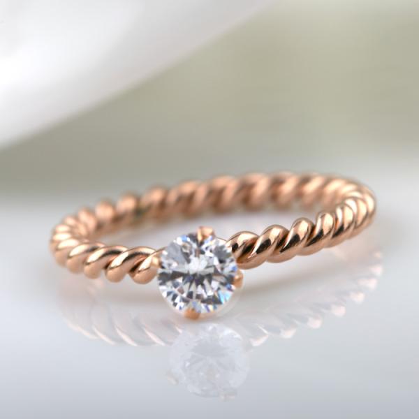 Twist Desigin Ring, Fashion Accessories Couples Jewelry Weaved Rose Gold Diamond Ring