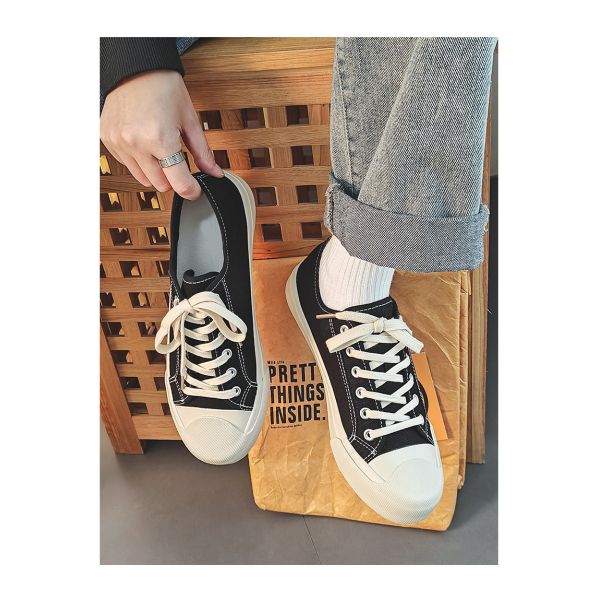 2024 Summer New Milky White Breathable Canvas Shoes Men'S Shoes All-Match White Shoes Trendy Casual Shoes Men'S Shoes