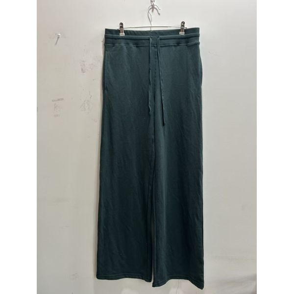 Soft Knit Wide Leg Drawstring Pants - Dark Green / Cream / Light Green