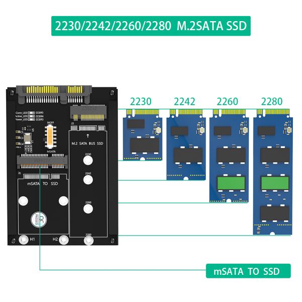 2 in 1 MSATA and B Key/B&M Key SSD to 2.5