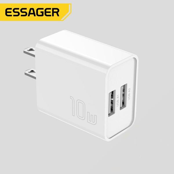 Essager 10W 5V/2A USB Wall Charger with 2 Ports for Fast Charging Mobile Phones and Devices
