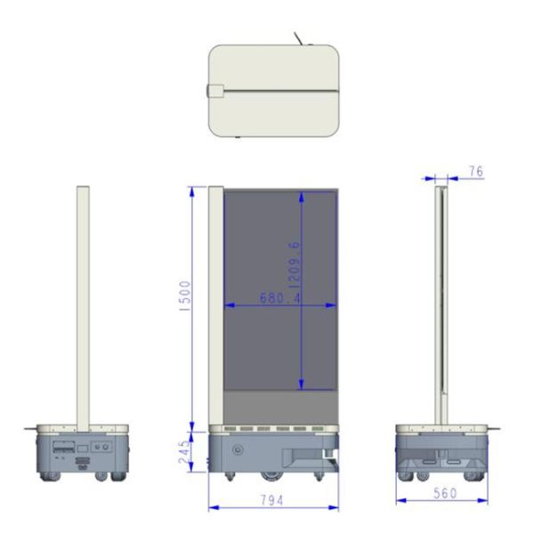 55 Inch 600nits Brightness Video Play Mobile Intelligent Robot Transparent Display Stand Panel
