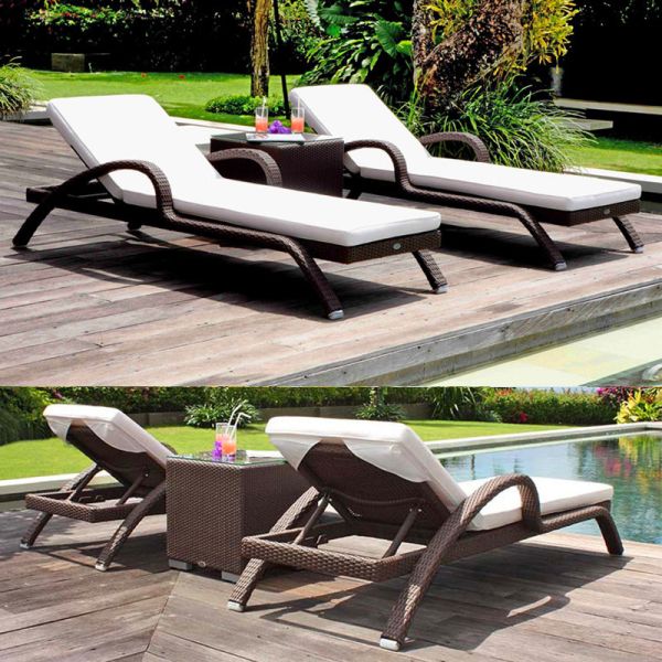 PE Rattan Outdoor furniture sun lounger chaise lounge chair for Swimming Pool Diving deck chair Sea lounge sofa