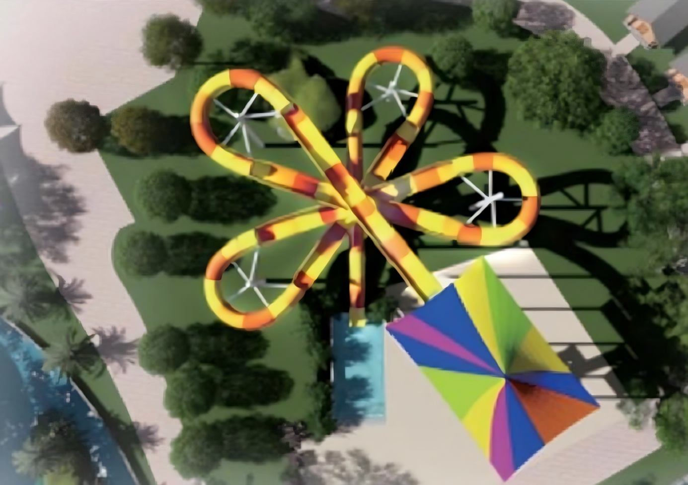 Flower Shaped Water Park Water Slide Anti Aging 12-18m Height