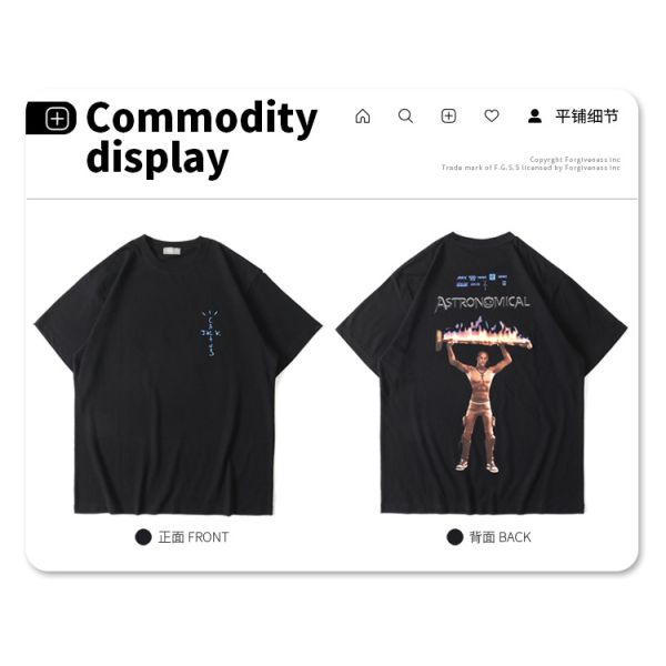 Футболка хлопка рукава лета людей моды одежды Streetwear свободная короткая с печатанием