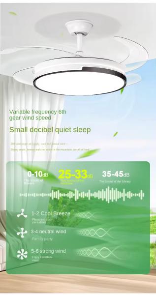 Ventilateur de plafond à LED intelligent décoratif moderne 3 couleurs LED Light Smart télécommande Ventilateur de plafond invisible