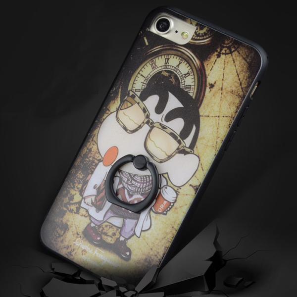 Hard PC + Silicone Side Humor Cartoon Ring Buckle Back Cover Cell Phone Case For iPhone 7 7 Plus 6 6s Plus