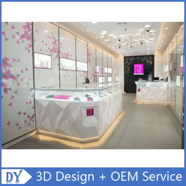 Atractivo Pule Vitrinas de joyería blanca Display con logotipo personalizado