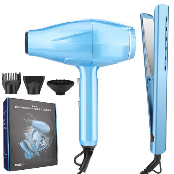 2 em 1 secador de cabelo e alisador de cabelo conjunto profissional de alta potência 2200W cuidados com o cabelo conjunto de presente