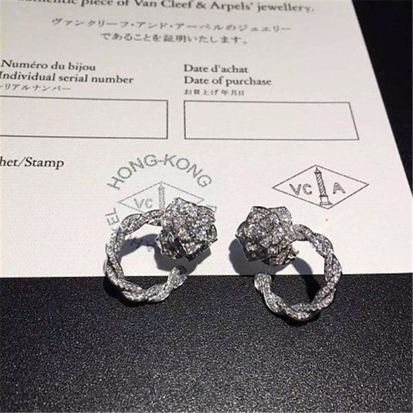 Luxury jewe factory Rose Earrings 18k gold  white gold yellow gold rose gold diamond Earrings
