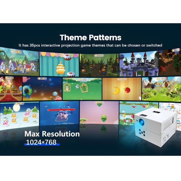 Indoor Playground Interactive Projection Game with 35 Games, 3400 Lumens Brightness and 1024*768 Resolution