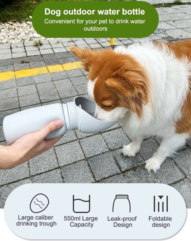 550ml Portable Collapsible Food Grade Silicone Dog Water Bottle For Outdoors