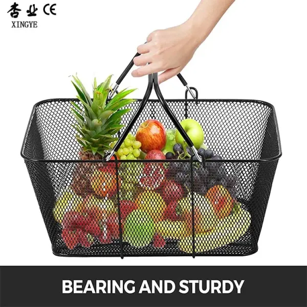 Черный супермаркет Торговая корзина на заказ логотип Стальная ручная корзина