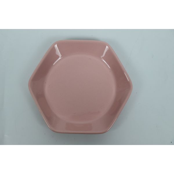 New hexagon ceramic fruit plates colorful dish for home interesting colors children