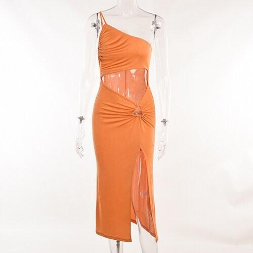 OEM maufactory Holiday style shoulder hollow polyester sleeveless  women's sexy skirt fashion hot girl slim skirt