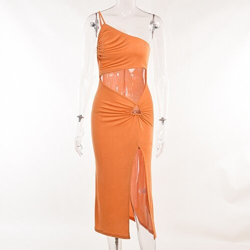 OEM maufactory Holiday style shoulder hollow polyester sleeveless women's sexy skirt fashion hot girl slim skirt