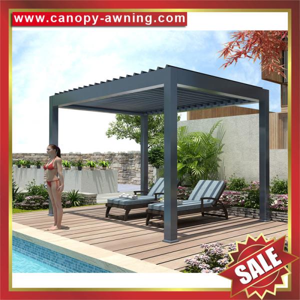 outdoor Aluminum alu Motorized Opening louver shutter Roof Pergola gazebo pavilion canopy awning shelter for backyard