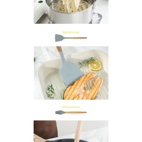 Утвари кухни нержавеющей стали силикона 8 частей гигиены красочные для варить