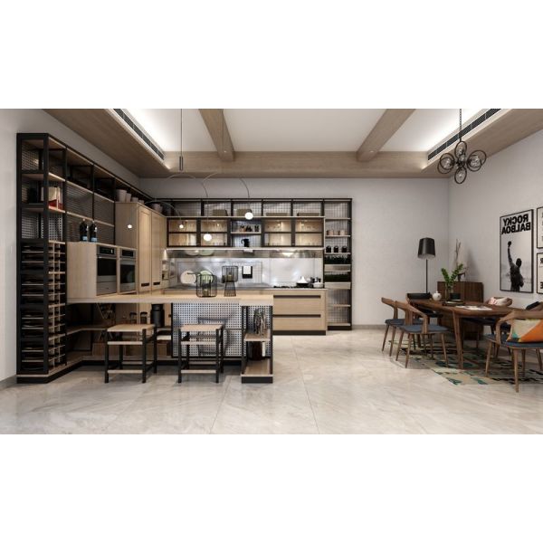 Armoires de cuisine modernes en acier inoxydable haut de gamme