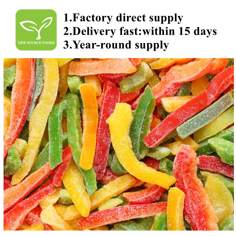 Fresh Green Red and Yellow Peppers Cut Strips of Frozen Mixed Sweet Peppers at Beautiful Prices