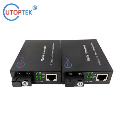 10/100Mbps Fiber media converter 20km single SC 1310/1550nm fast Ethernet RJ45 to Fiber Media Converter for CCTV Network security