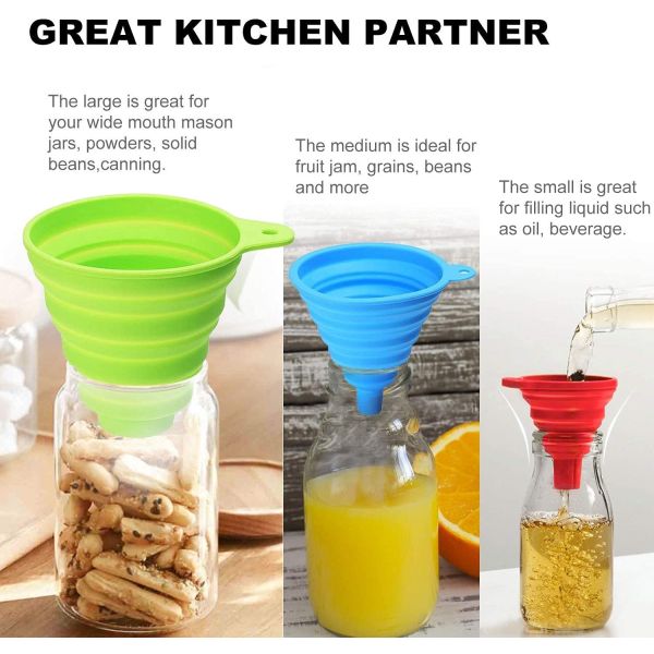 Фантели для наполнения бутылок Кухонные фантели для кухонного использования Пищевой класс Силиконовый складной фантель жидкий порошок