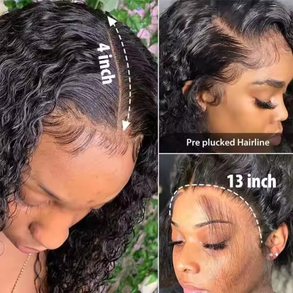 Deep Water Wave 13x4 Lace Frontal Wig Brazilian Curly Short Bob Human Hair Wigs