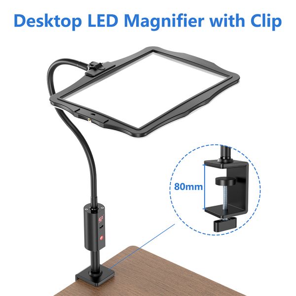 1.8X Adjustable Loupe Large Lens Magnifier with 48 LED Lights for Detailed Work Repair and Jewelry Making